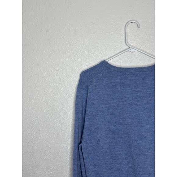 346 Brooks Brothers Stretch Sweater Mens Merino Wool V-Neck Blue Long Sleeve M - Picture 10 of 16